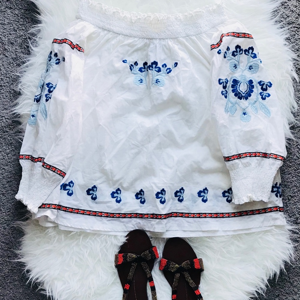 MissKoo Paris Embroidered off the shoulder Blouse